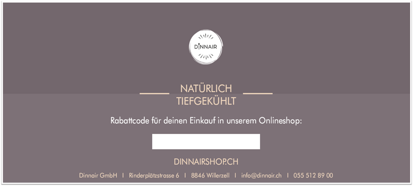 Gutschein für den Dinnairshop (Betrag frei wählbar)